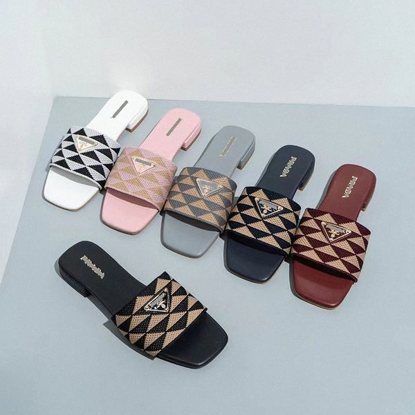 

embroidered fabric slides slippers black beige multicolor embroidery mules womens home flip flops casual sandals summer leather flat slvr7f#