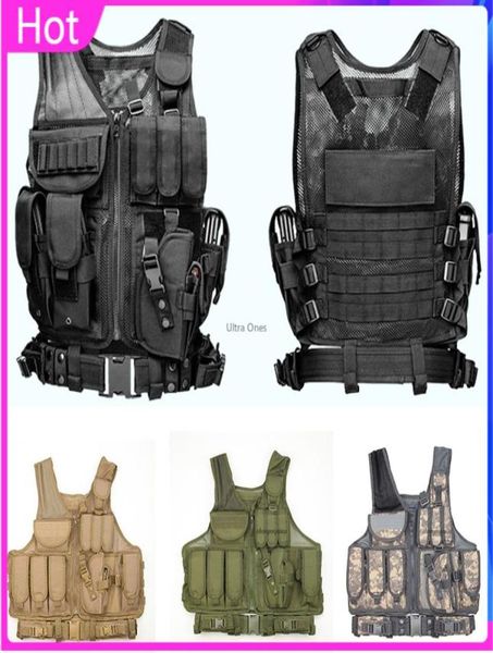 

tactical vest with detachable belt gun holster durable army mesh vests cs body armor3395828, Camo;black