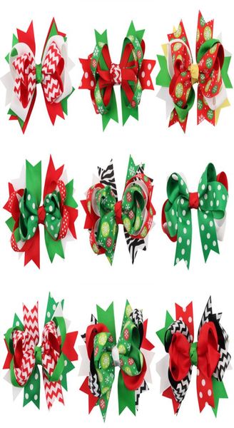 

baby girls christmas hairpins dovetail barrettes bow with clip children snowflake dot stripe hair accessories bowknot hair clips k2576102, Slivery;white