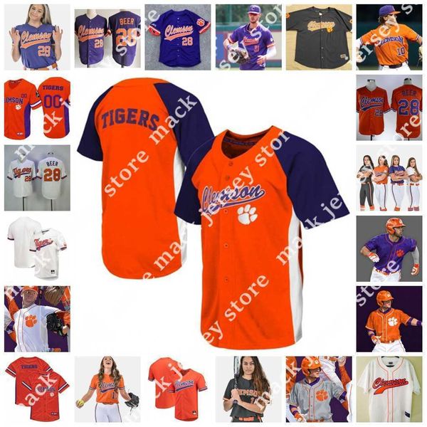 

college baseball wears 2022 ncaa custom clemson tigers college stitched baseball jersey 42 ryan ammons 45 landon lucas 41 alex edmondson 14, Blue;black