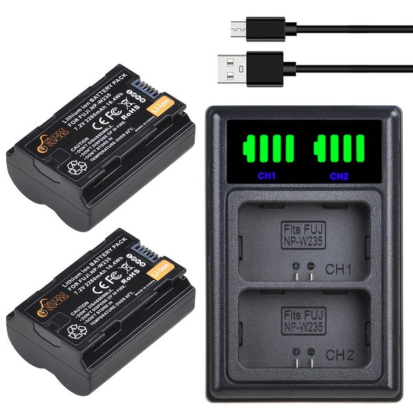 

capris 2280mah npw235 battery for fujifilm xh2, xh2s, xt4, xt5, gfx100s, gfx50sii camera, vgxt4 grip, charger for npw235, Black;white