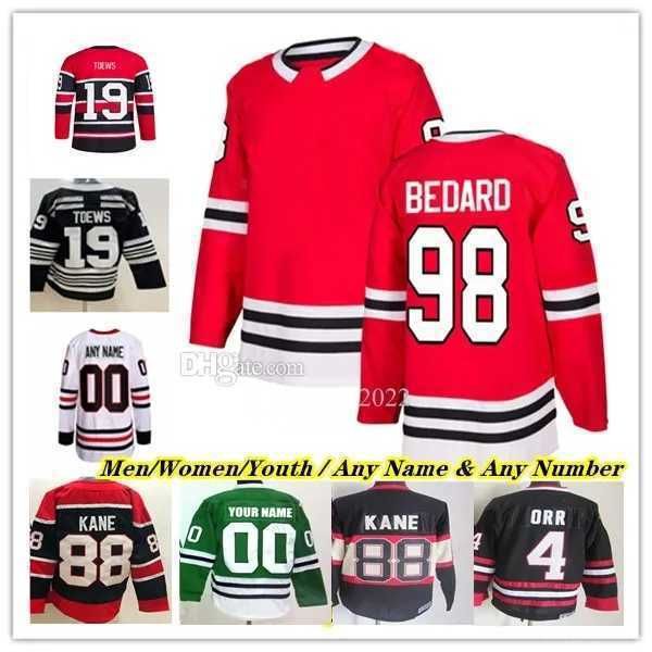 

chicago blackhawks hockey jerseys 98 connor bedard 4 seth jones 19 jonathan toews 82 caleb jones 43 colin blackwell 5 connor murphy 58 macke, Black;red