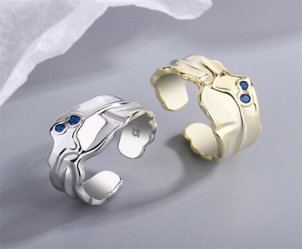

korean ins minority design texture irregular zircon s925 sterling silver ring7656810