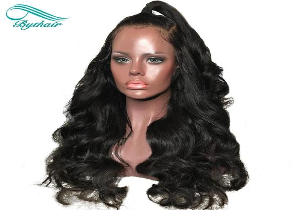 

bythair 130 150 density pre plucked human hair lace front wigs with baby hair silk base full lace wig for women5385348, Black;brown