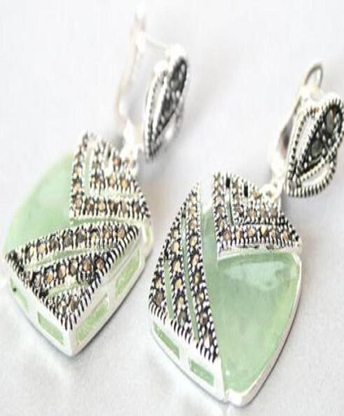 

dama de gancho de plata 925 natural verde jade joyas pendientes7149526, Silver