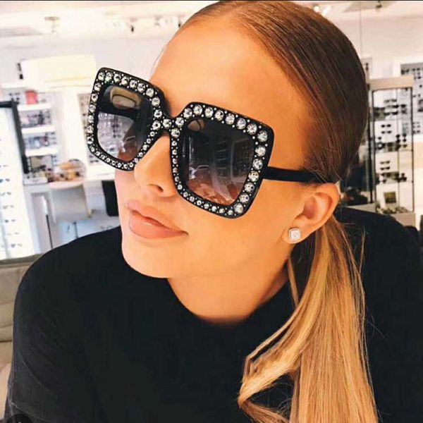 

rhinestone sunclasses women square shades fashion retro, White;black