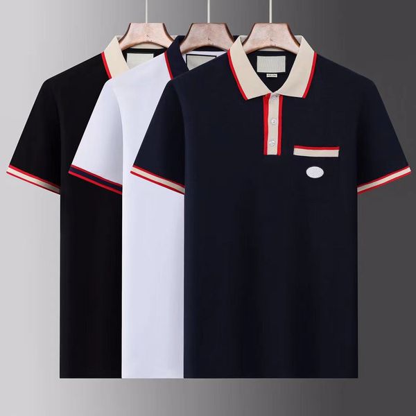 

men's designer polos t-shirt cotton shirt solid short sleeve slim fit breathable hawaiian polo shirt men's street wear men's, White;black