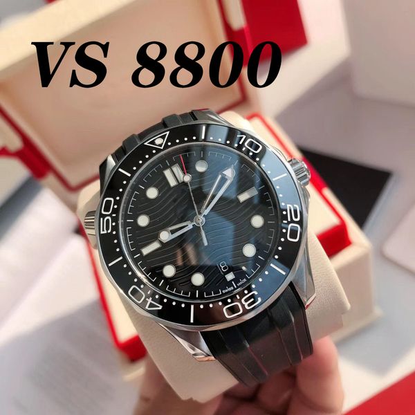 

vs factory luxury sports men s diving 300 watch 8800 automatic mechanical ceramic ring mouth stainless steel relief valve watches folding bu, Slivery;golden