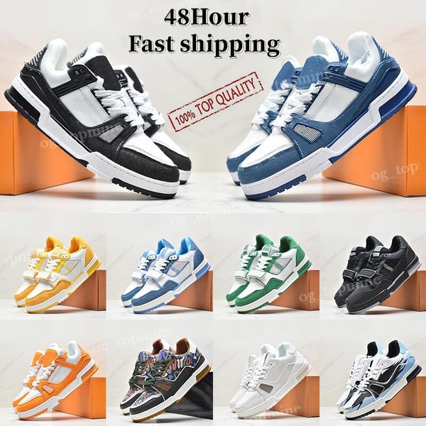 

designer virgil trainer shoes flat sneaker denim canvas leather abloh white green red blue letter overlays platform mens womens low sneakers, Black