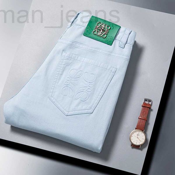 

men's jeans designer 2023 spring new slim fit cotton brand korean youth versatile pants for men 0pen, Blue