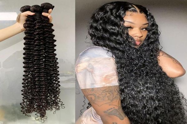 

indian deep curly hair 16 18 20 22 24 26 28 30 inches india curl curls weft body wave 4 bundles waves human hairs extensions 32 345859045, Black