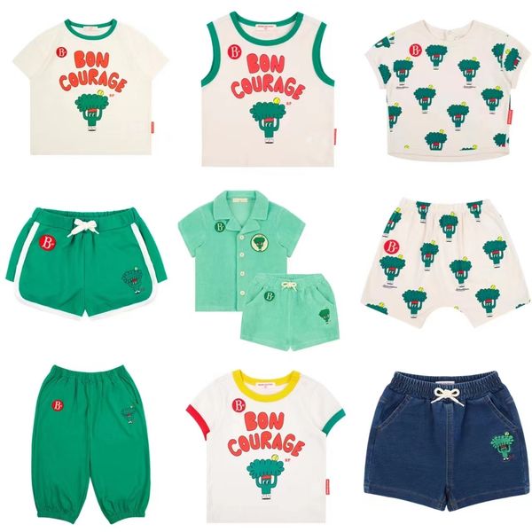 

clothing sets kids clothes 2023 summer korean bebe boys and girls cartoon cotton print shortsleeved vest shorts casual suit 230630, White