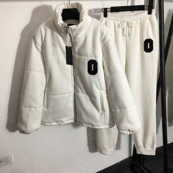 

23ss thermal suit womens designer clothing women tracksuit c letter standing collar long sleeve zipper jacket elastic waist and velvet pants, Gray