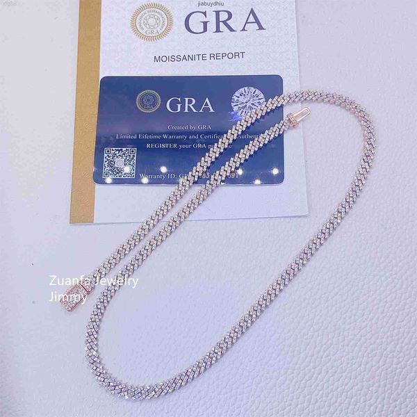 

2024 fashion pass diamond tester 5mm width one row 925 sterling silver vvs moissanite cuban link chain necklace