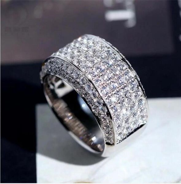 

2021 hip hop stones iced out micro pave cz stone tennis ring men women charm luxury with side stonesjewelry crystal zircon diamond4844607, Silver