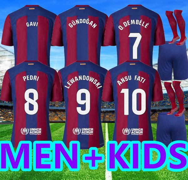 

2023 2024 lewandowski ansu fati soccer sets jersey gundogan ferran r.araujo o. dembele pedri memphis gavi barcelona maillots football shirt, Black