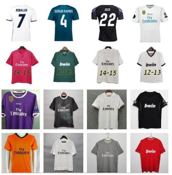 

2016 2017 2018 real madrids soccer jerseys 16 17 18 bale benzema modric retro football shirts vintage isco maillot sergio ramos ronaldo cami, Black;yellow