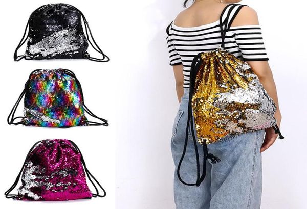 

designer backpack sequins drawstring bags reversible paillette outdoor backpack glitter sports shoulder messenger bags travel bag7137102