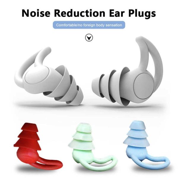 

threelayer silicone antinoise earplugs for sleeping snoring concerts airplane travel afflatus noise reduct cancel hear protect9556228