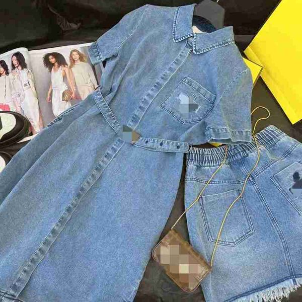 

basic & casual dresses designer 23 spring/summer fashion letter embroidery pocket shirt collar waist slim denim dress lwhp, Black;gray