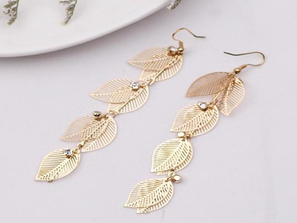 

korean trendy temperament tassel drop earring for women copper gold leaves long dangle earrings fashion jewelry 2021 chandelier8034170, Silver