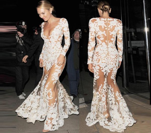 

fashion white lace and tulle evening party dress deep vneck see through mermaid prom gown bridal party dress9984687, Black;red