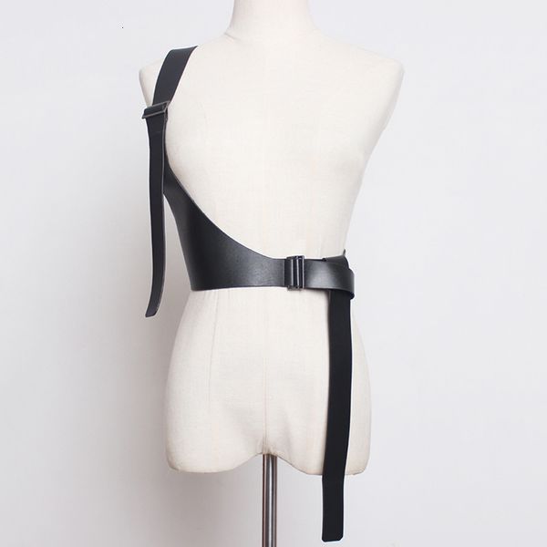 

belts spring pu leather corset vest strap belt brief irregular steampunk harness strechy waistcoat wide girdle women fashion 230630, Black;brown
