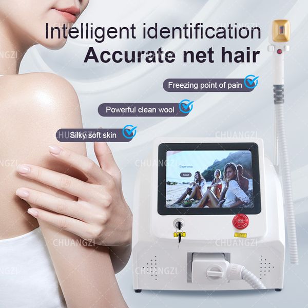 

2023 portable painless 808nm diode laser remove hair machine rf epilator body hair removal device 3 wavelength ice platinum, Black