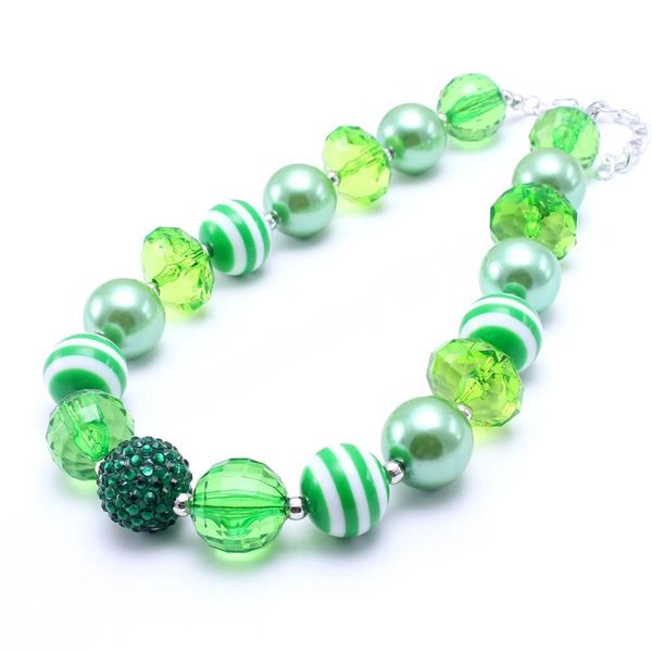 

girls baby beads chunky necklace fashion design green bubblegum chunky necklace for child kids party jewelry, Red;brown