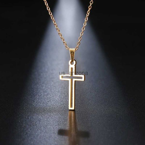 

dotifi stainless steel necklace for women lover's gold and rose gold color chain cross necklace small cross religious jewelry l230620, Silver