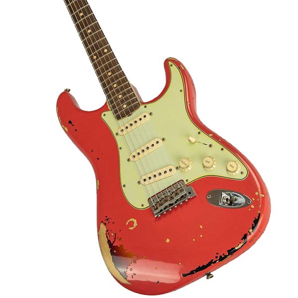 

factory customize electric guitar strats in red vintage guitar parts