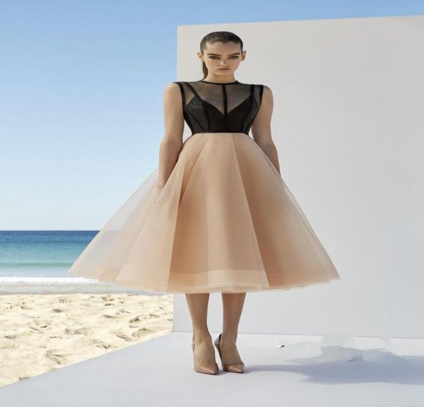 

black and champagne prom dress ball gown illusion zipper back party dresses new arrival evening gowns5325795