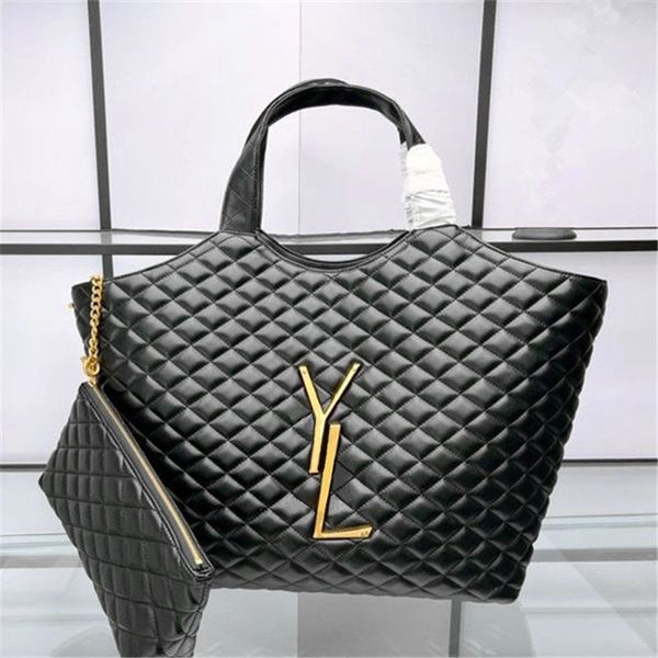 

icare maxi yslsness luxury designer handbags bag fashion rhombic lambskin popular purse shoulder large tote beach travel shopping bags latti