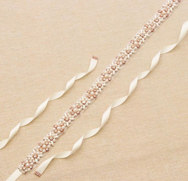 

wedding sashes bridal belt 2019 rose gold rhinestone pearls accessories belt 100 handmade 8 colors white ivory blush bridal sash2325665