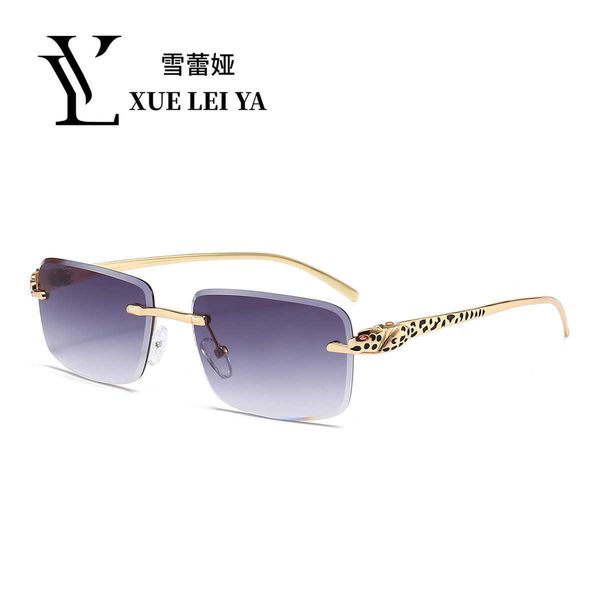 

fashionable small frame metal personalized leopard decoration sunglasses trendy glasses, White;black