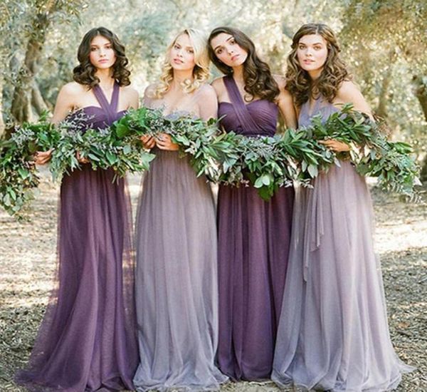 

summer tulle convertible bridesmaid dresses lace up 2019 purple lavender long wedding guest dress maid of honor gowns8566273, White;pink