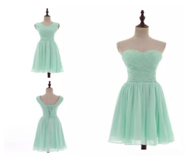 

mixed styles pleated short chiffon country bridesmaid dresses mint green knee length wedding bridesmaid dresses 100 real pictures6667116, White;pink