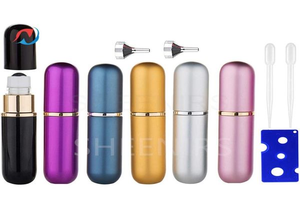 

sheenirs 5pcs 6ml aluminum roller bottles with leakproof stainless steel rollon balls essential oil metal perfume bottle8184002
