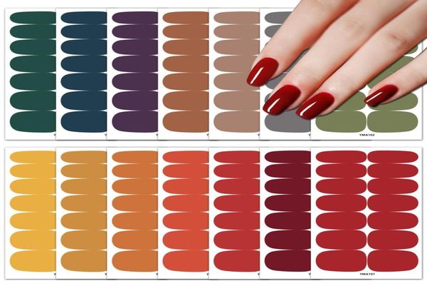 

1pcs solid color nail stickers full paste tips innocence age series design simple waterproof nail polish sticker art decorations3769519, Black