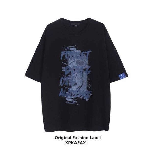 

xpkaeax original fashion brand pure cotton short pomelo t-4 men's and women's summer letter printing short sleeve loose and versat, White;black