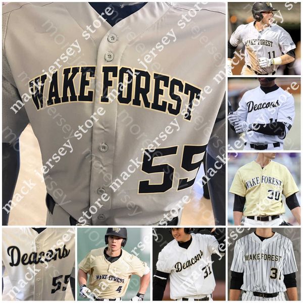 

wake forest baseball jersey ncaa college josh hartle hawke adam cecere sean sullivan reed mascolo rhett lowder nick kurtz bennett wilken joh, Blue;black