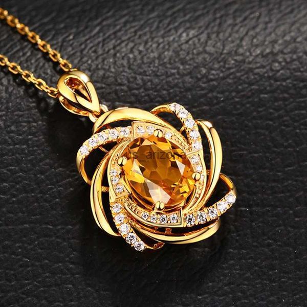 

fashion gold plated gemstone flower necklace wedding jewelry engagement necklaces for women zircon pendant anniversary gift l230620, Silver