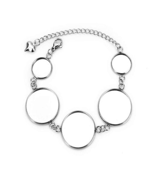 

10pcs stainless steel round handmade bangles bracelet blank bezel base setting fit 12mm20mm cabochon diy women jewelry making ban2750451, Black