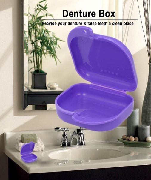 

dentures box of false teeth bath clean container fixed denture stents6298020