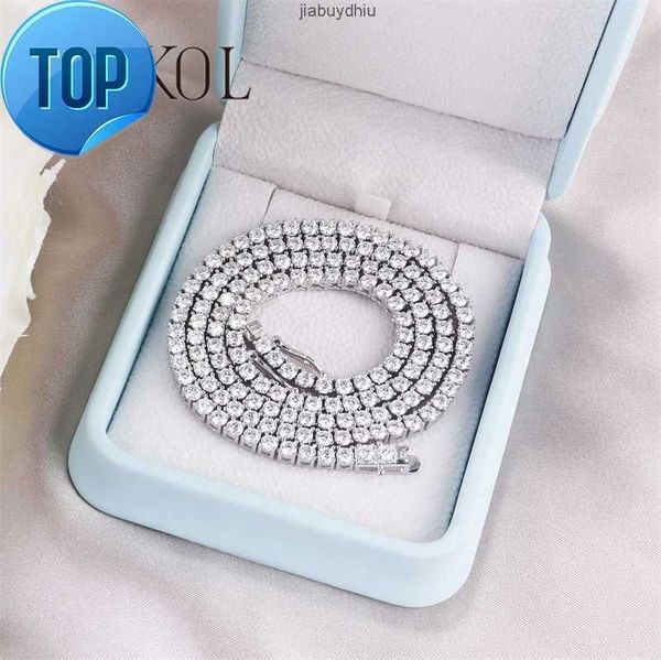

2024 fashion rakol zpn144 moissanite 3mm tennis hip hop s925 silver 18k gold plated women men necklace chain luxury jewelry wholesale price