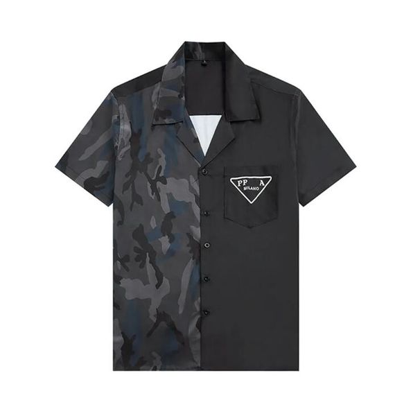 

23ss designer shirt men's fashion geometric classic print bowling shirt black hawaiian flower casual shirt men's loose short sleev, White;black