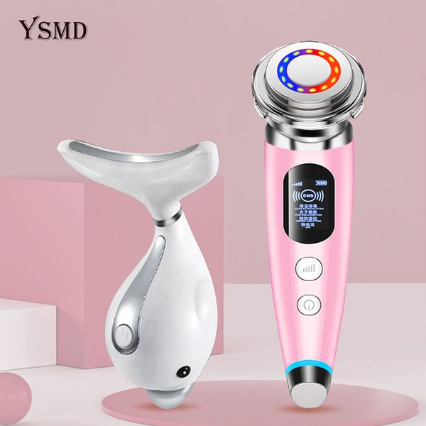 

home beauty instrument ems lifting led body radiofrequency 3 colors neck massager led p on therapy heating wringkle removal devices 230701
