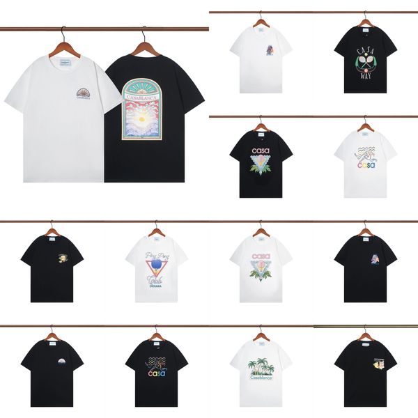 

casablanca summer t shirt men designers t-shirts tees apparel mans casual chest letter shirt luxury clothing street shorts sleeve clothes c, White;black