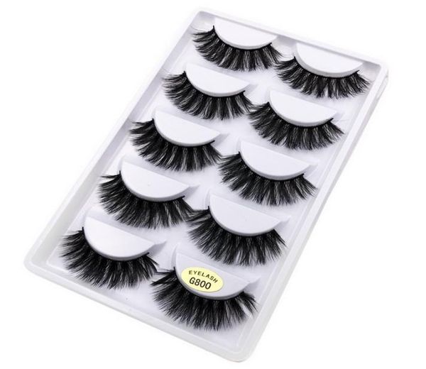 

5 pair eyelashes 3d mink lashes soft thick eyelash g800 crisscross winged natural long no fall off makeup whole lash2169519