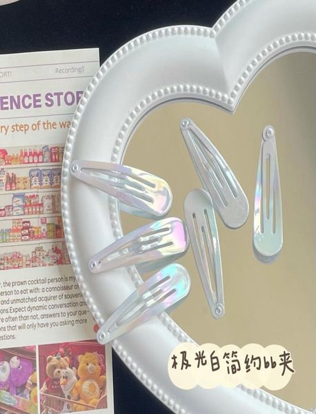 

japan and south korea simple aurora white bb clip laser colorful hair dream girl heart bangs edge versatile daily hair accessories1991134